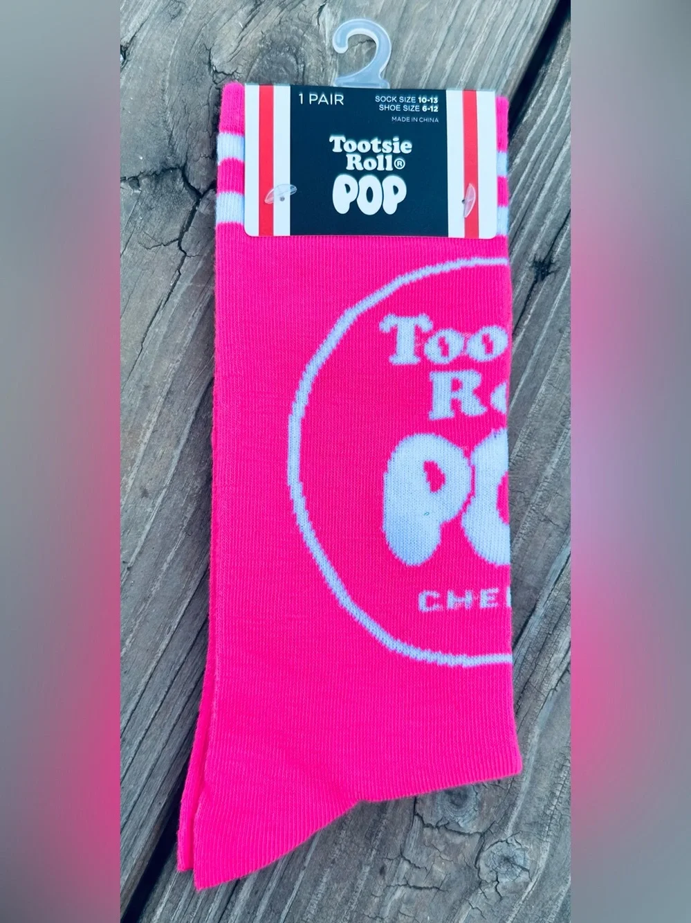 Tootsie Pop Hot Pink Crew Socks - Unisex 6-12